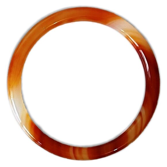 Set of 2 Vintage Hand-Carved Agate Bangles in Red Tones (Bracelet) - Picture 3 of 7